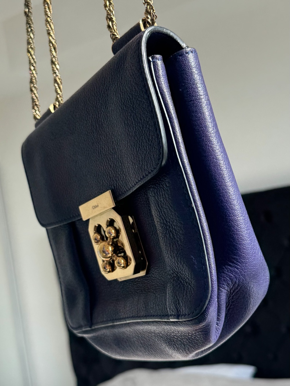 Authentic Chloe Small Purple Leather Bag with Gold Chain - Picture 4 of 15